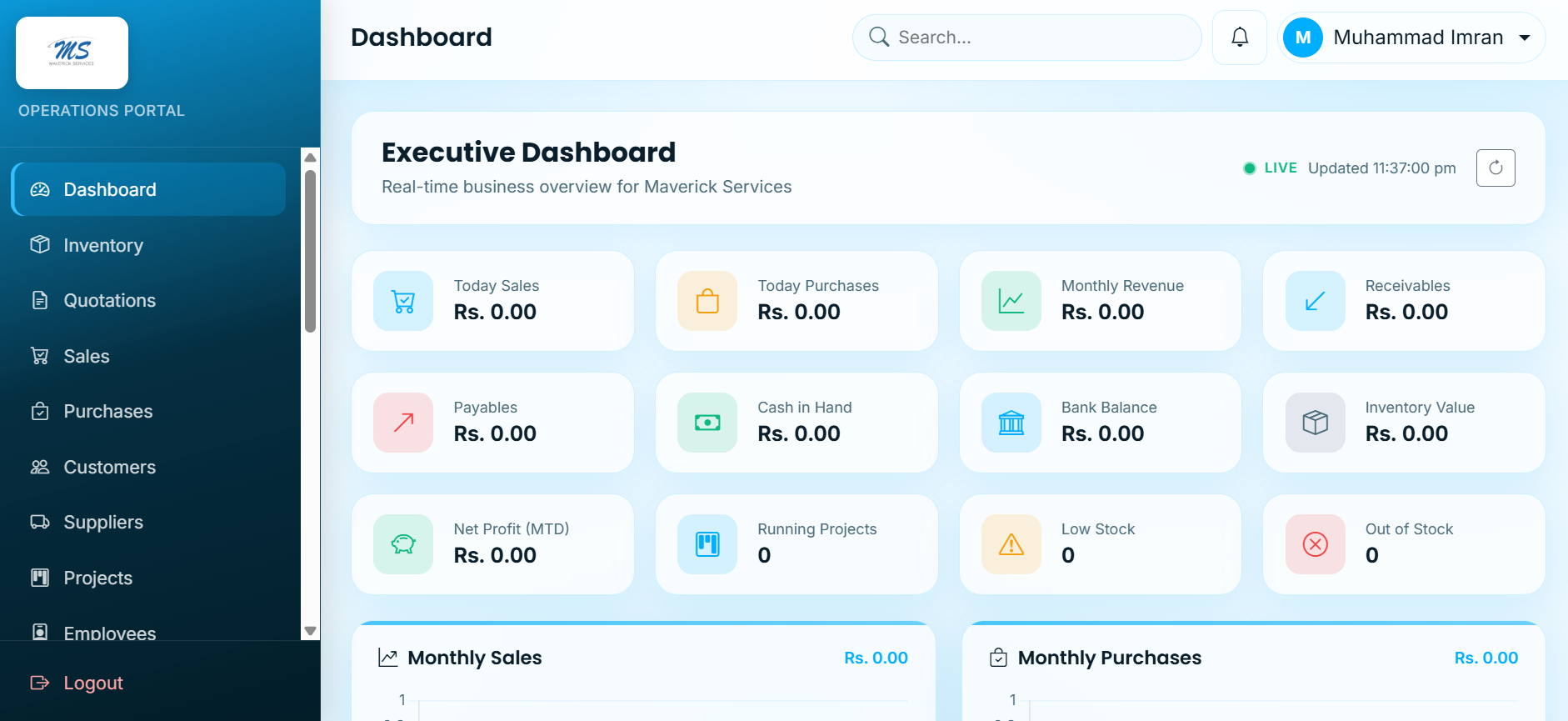 Maverick Services executive dashboard preview